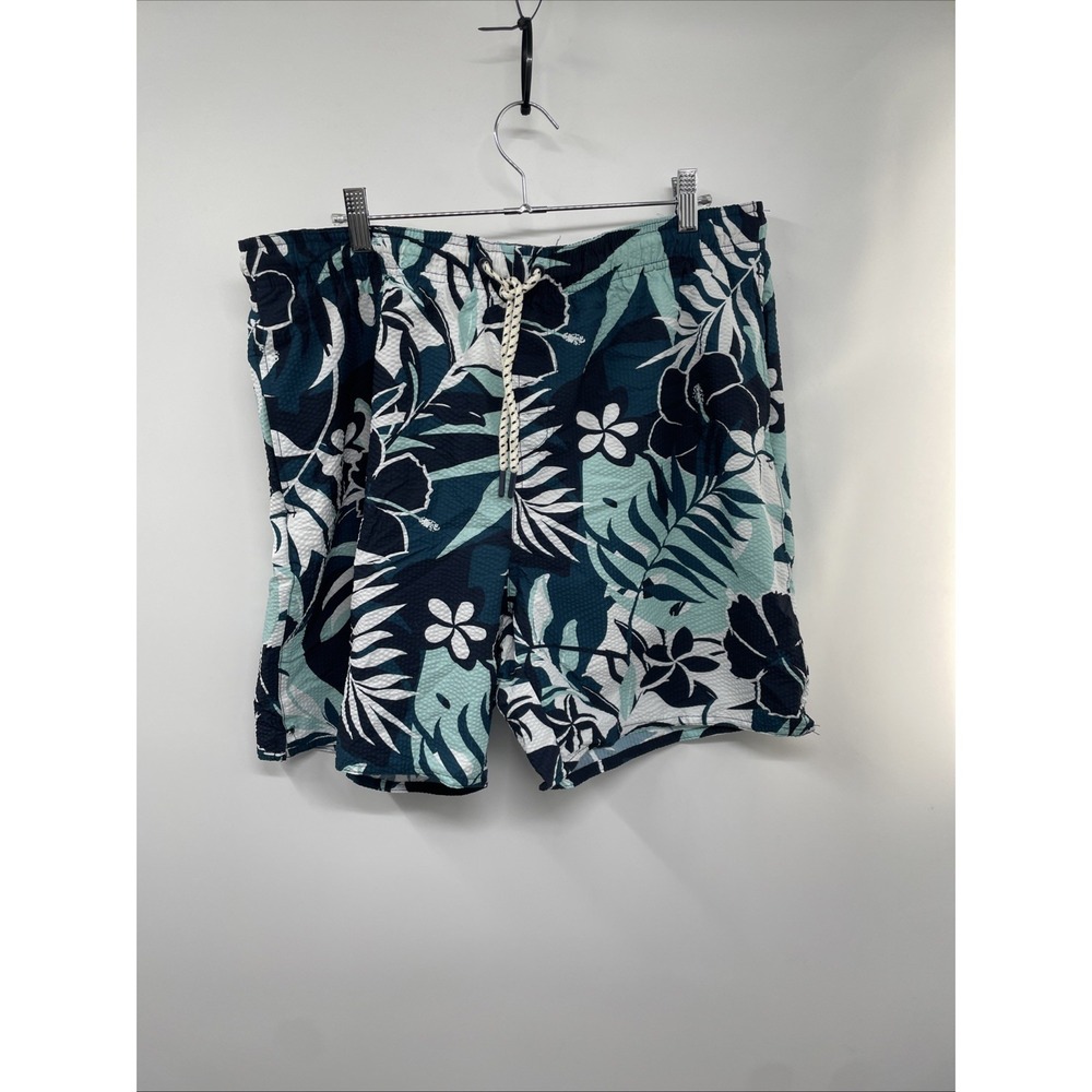 Laguna Swim Trunks Men XL Multicolor Floral Leaf Drawstring Swimwear Beachy NWOT